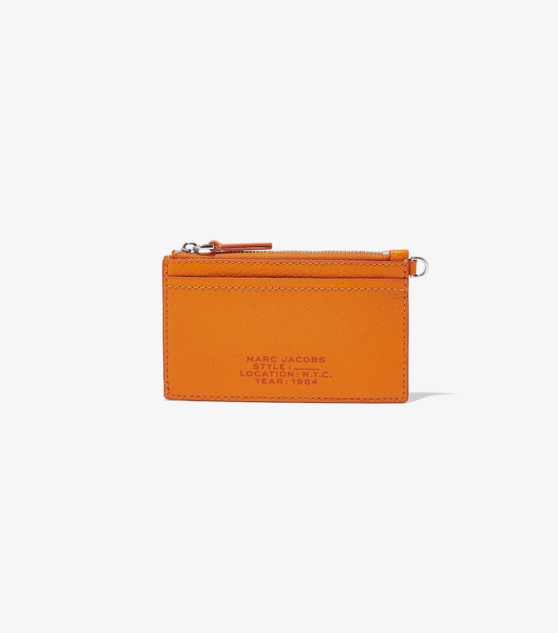 Women's Marc Jacobs Leather Top Zip Wristlet Small Wallets Orange | UAE-130528