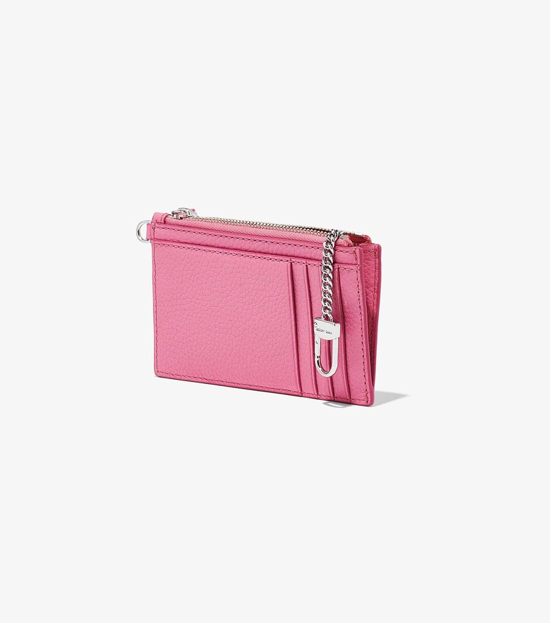 Women's Marc Jacobs Leather Top Zip Wristlet Small Wallets Pink | UAE-180564