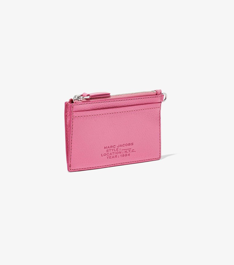 Women's Marc Jacobs Leather Top Zip Wristlet Small Wallets Pink | UAE-180564