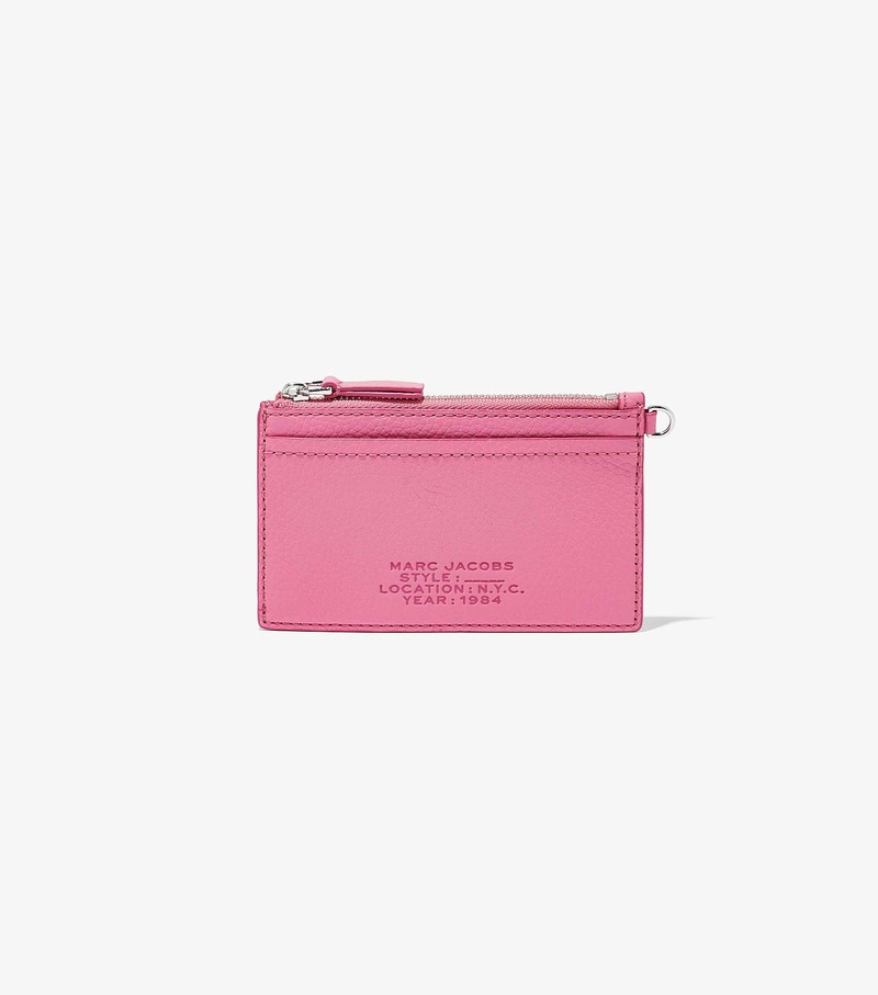 Women's Marc Jacobs Leather Top Zip Wristlet Small Wallets Pink | UAE-180564