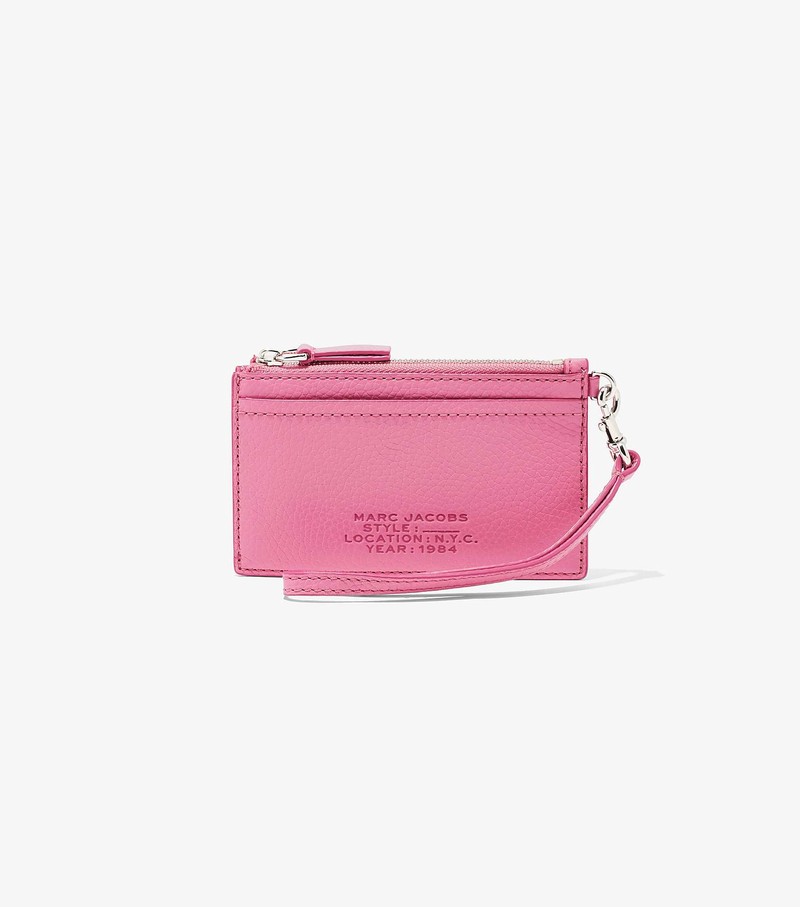 Women\'s Marc Jacobs Leather Top Zip Wristlet Small Wallets Pink | UAE-180564