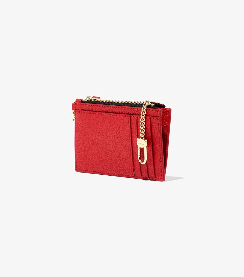 Women's Marc Jacobs Leather Top Zip Wristlet Small Wallets Red | UAE-739402