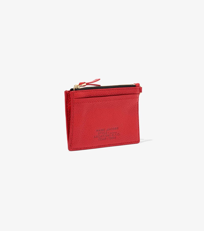 Women's Marc Jacobs Leather Top Zip Wristlet Small Wallets Red | UAE-739402