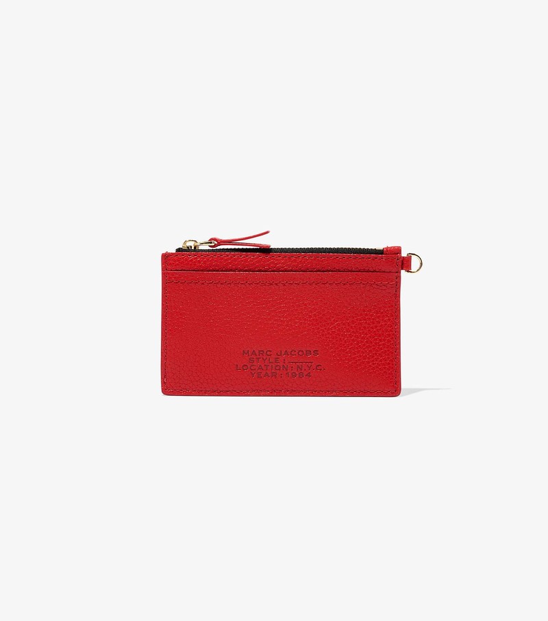 Women's Marc Jacobs Leather Top Zip Wristlet Small Wallets Red | UAE-739402