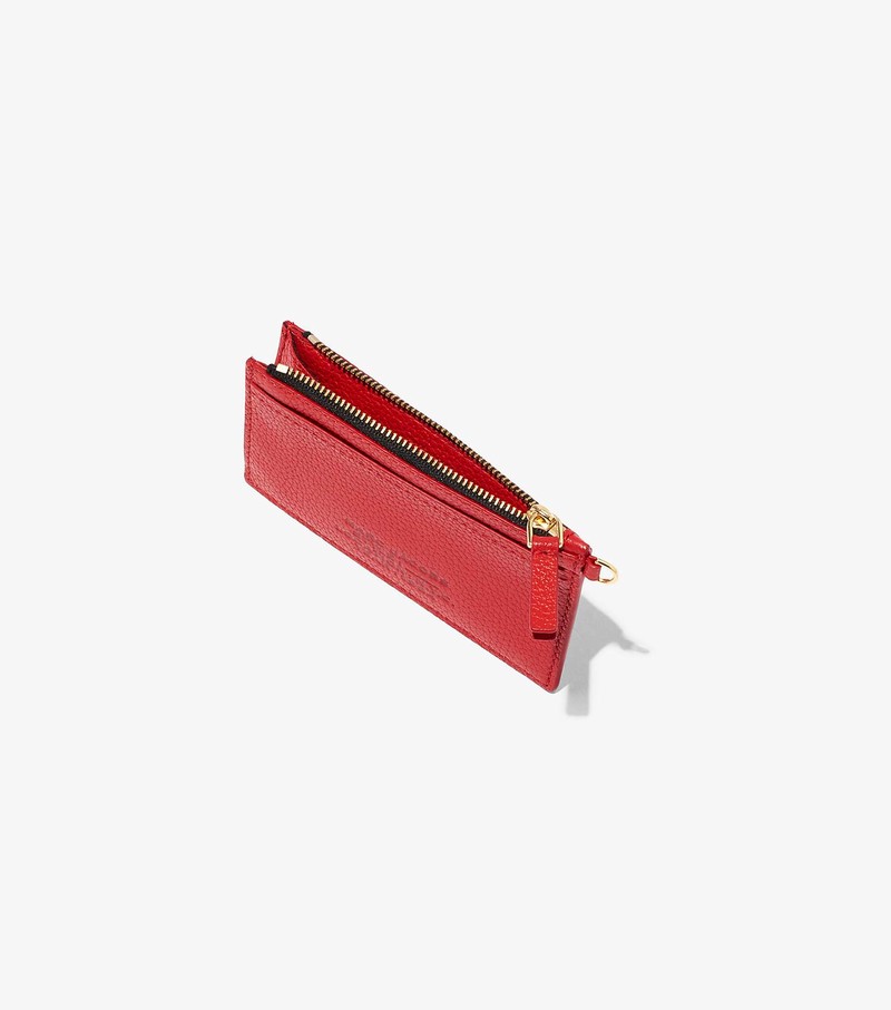 Women's Marc Jacobs Leather Top Zip Wristlet Small Wallets Red | UAE-739402