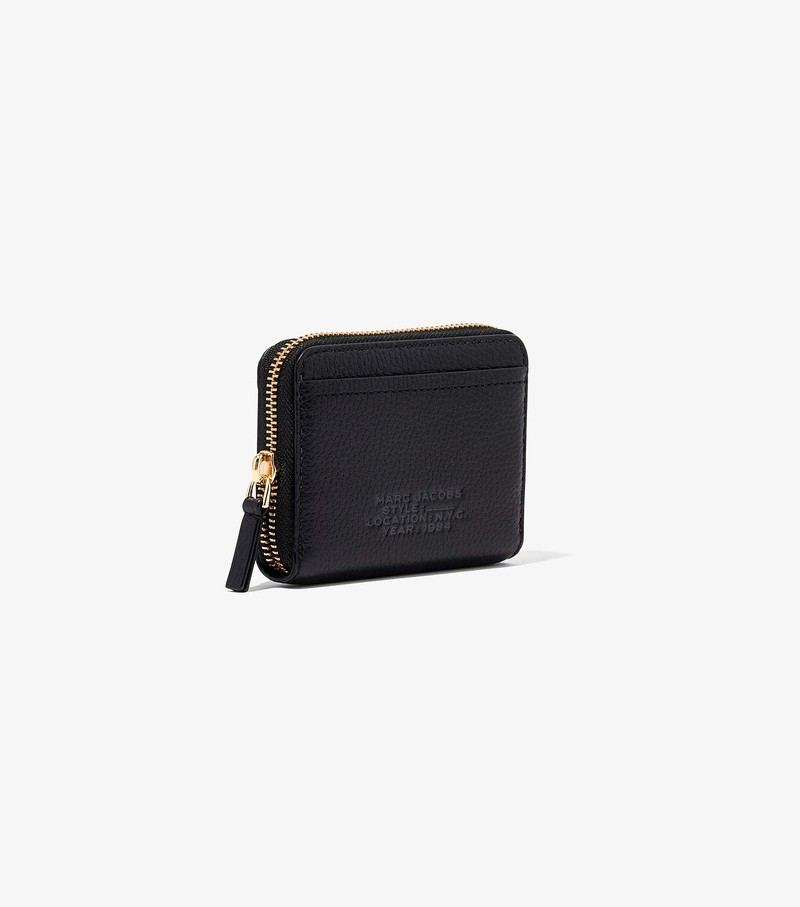 Women's Marc Jacobs Leather Zip Around Small Wallets Black | UAE-203954