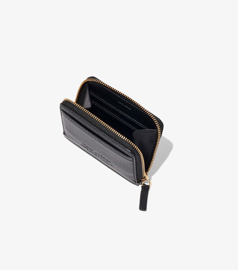 Women's Marc Jacobs Leather Zip Around Small Wallets Black | UAE-203954