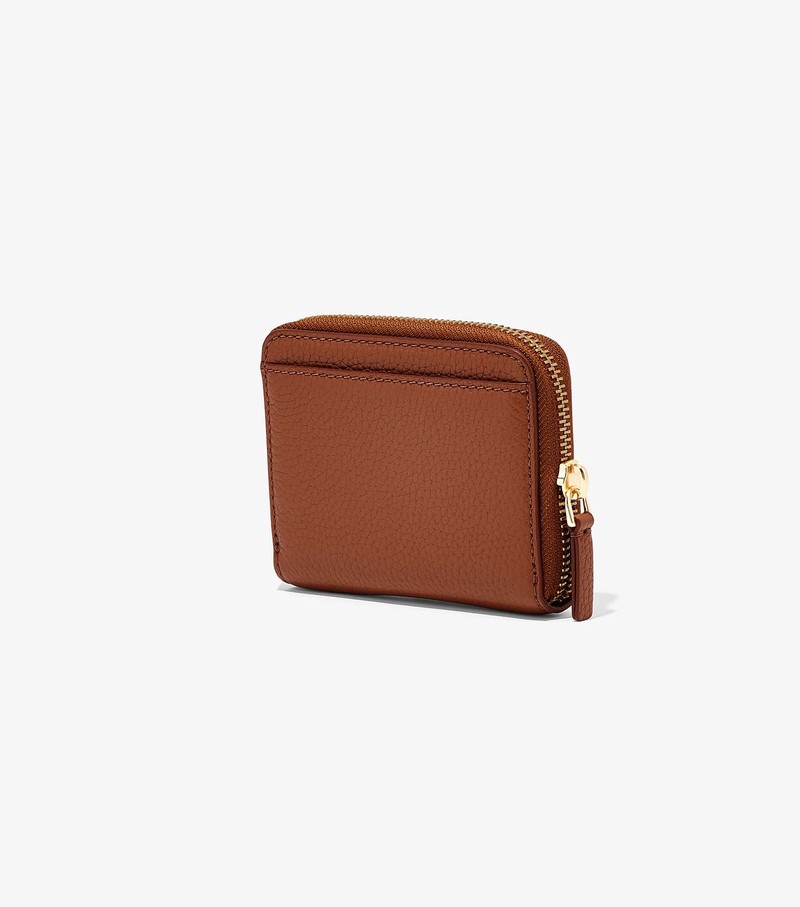 Women's Marc Jacobs Leather Zip Around Small Wallets Brown | UAE-812576