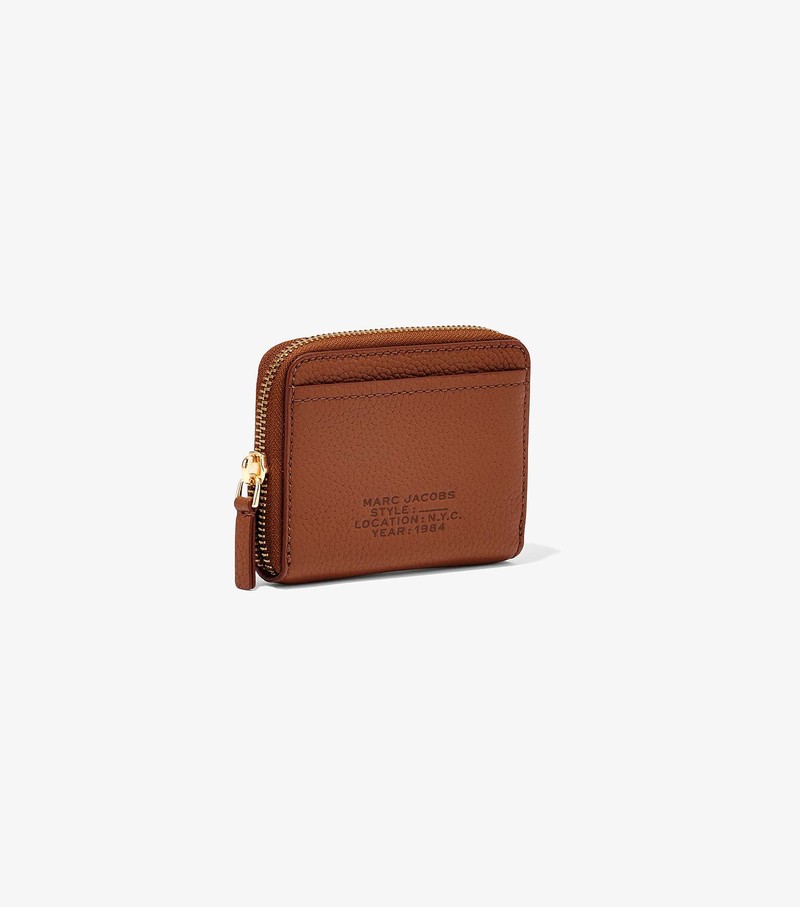 Women's Marc Jacobs Leather Zip Around Small Wallets Brown | UAE-812576