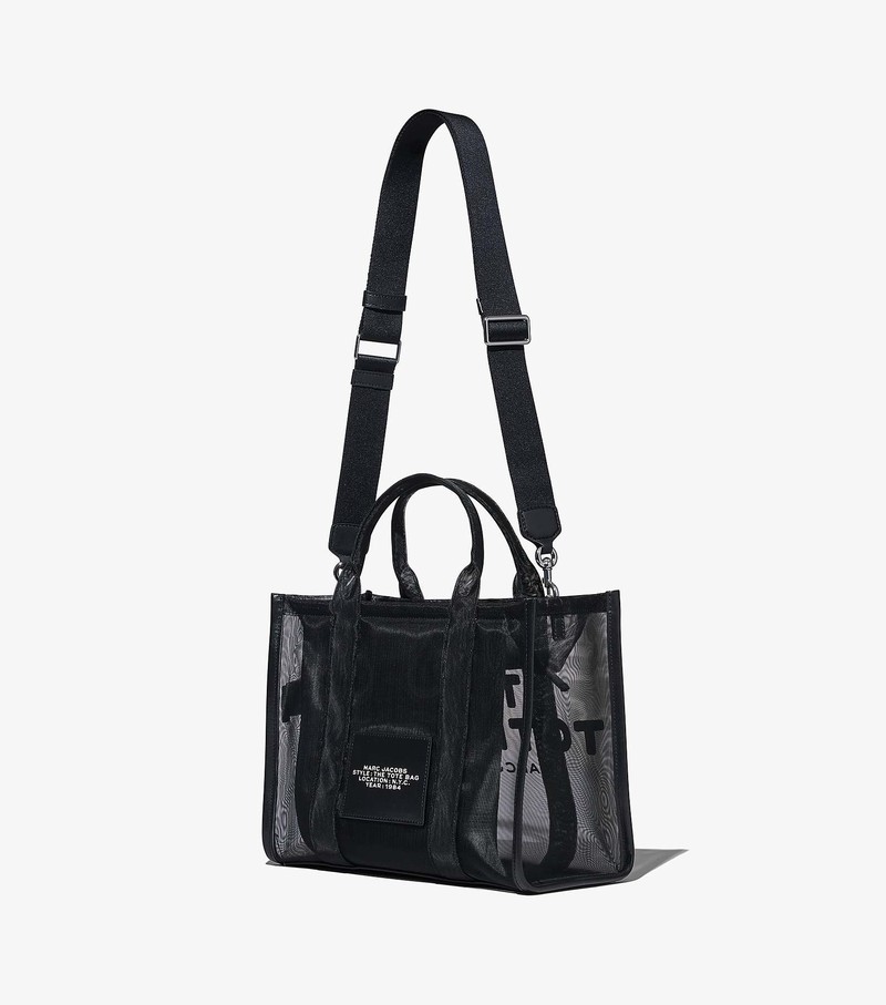 Women's Marc Jacobs Mesh Medium Tote Bags Black | UAE-723581