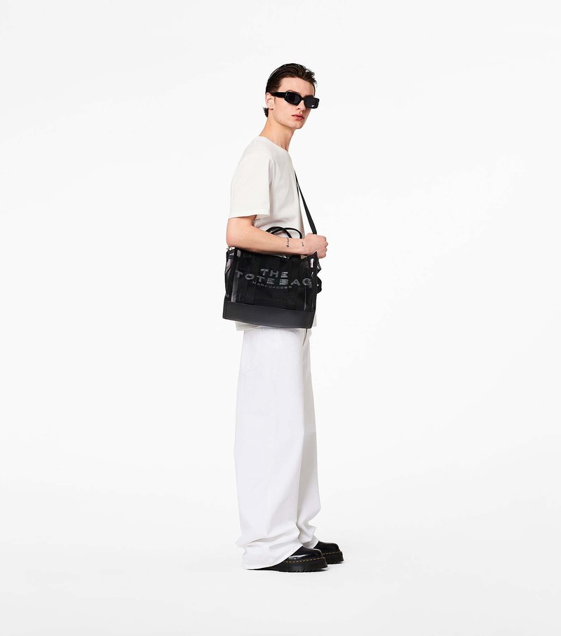 Women's Marc Jacobs Mesh Medium Tote Bags Black | UAE-723581