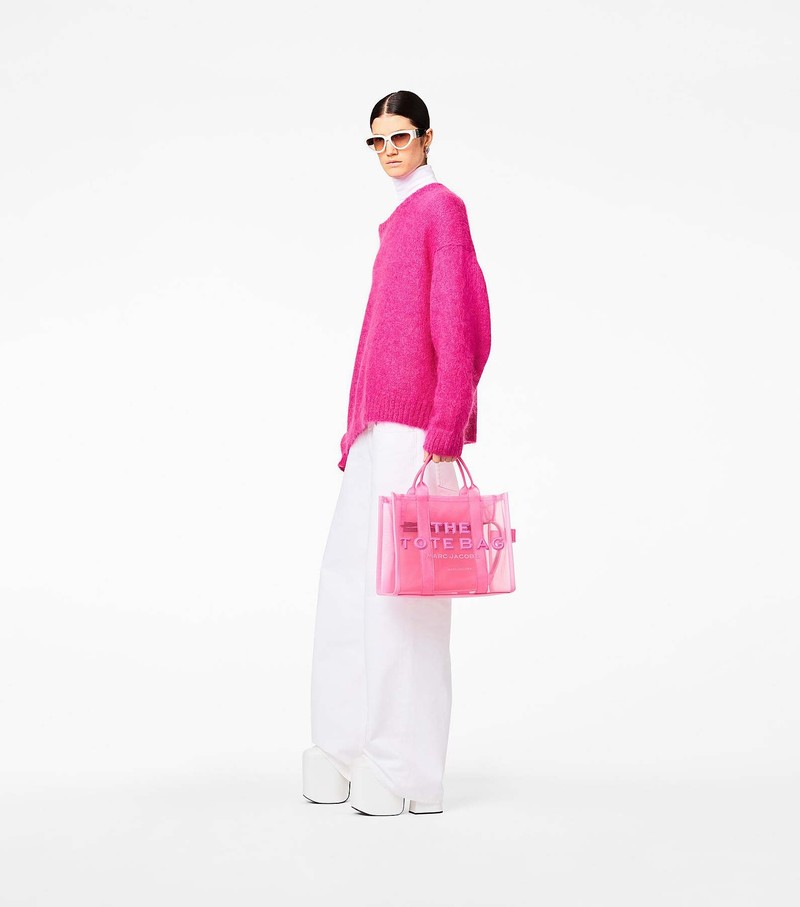 Women's Marc Jacobs Mesh Medium Tote Bags Pink | UAE-921467