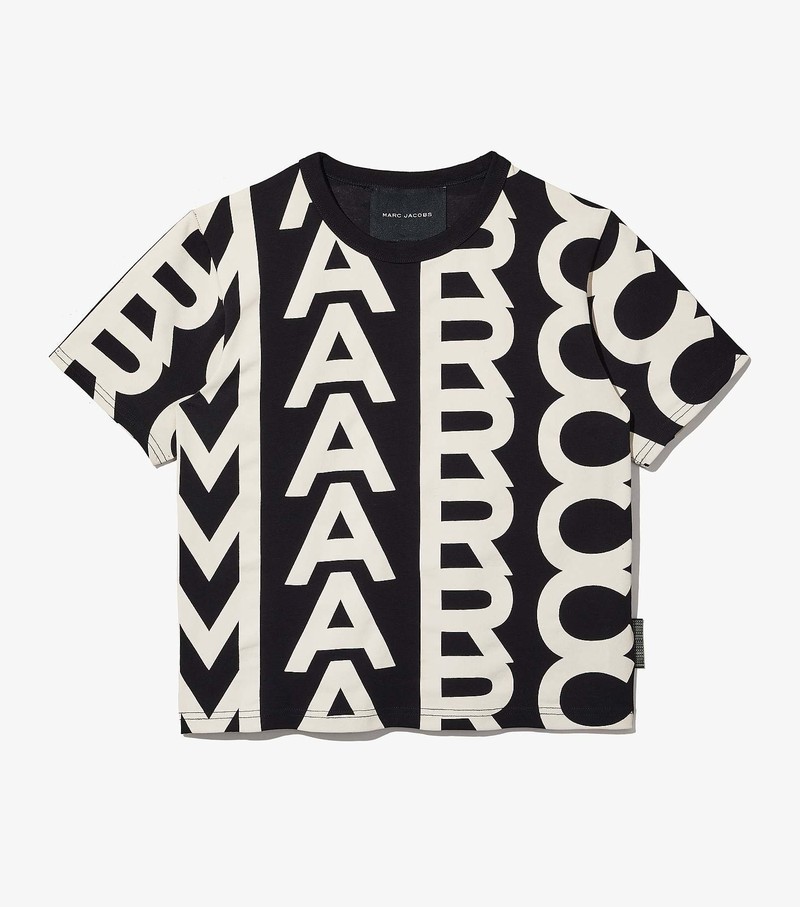 Women\'s Marc Jacobs Monogram Baby T Shirts Black / White | UAE-310476