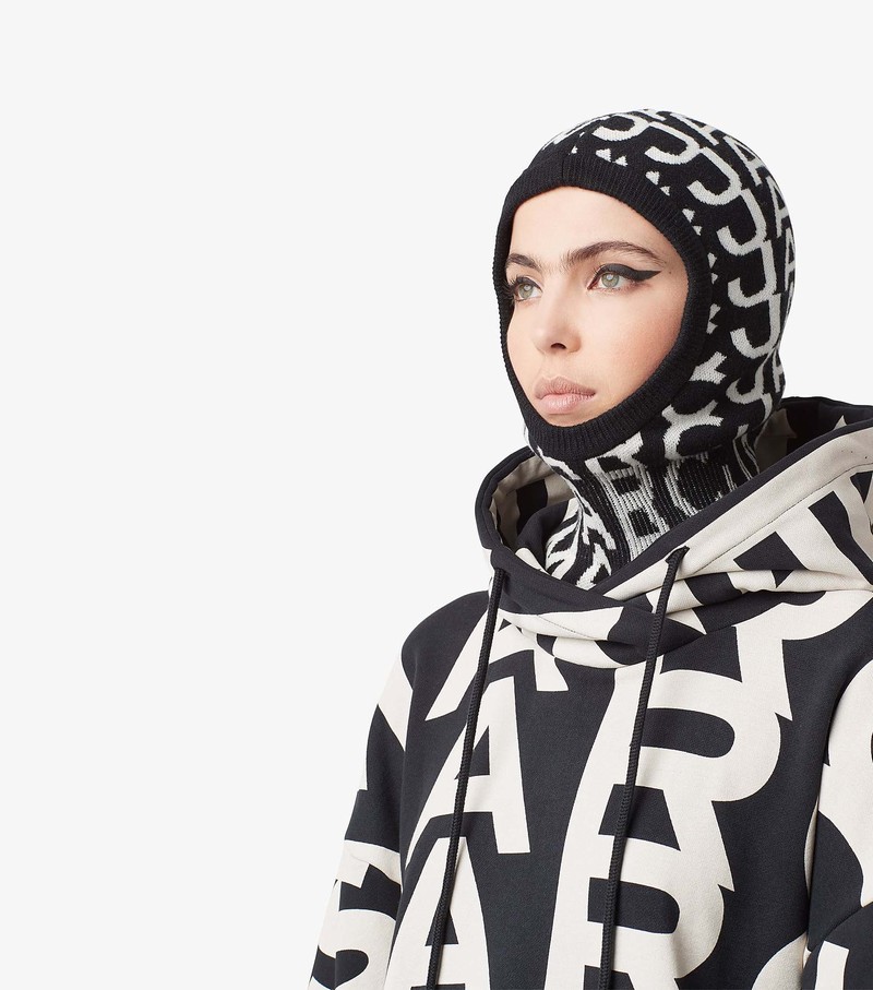 Women's Marc Jacobs Monogram Balaclava Hats Black / White | UAE-648095