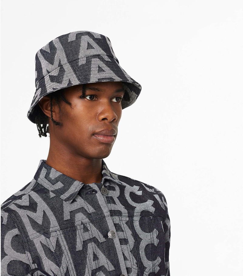 Women's Marc Jacobs Monogram Denim Bucket Hats Grey | UAE-028536