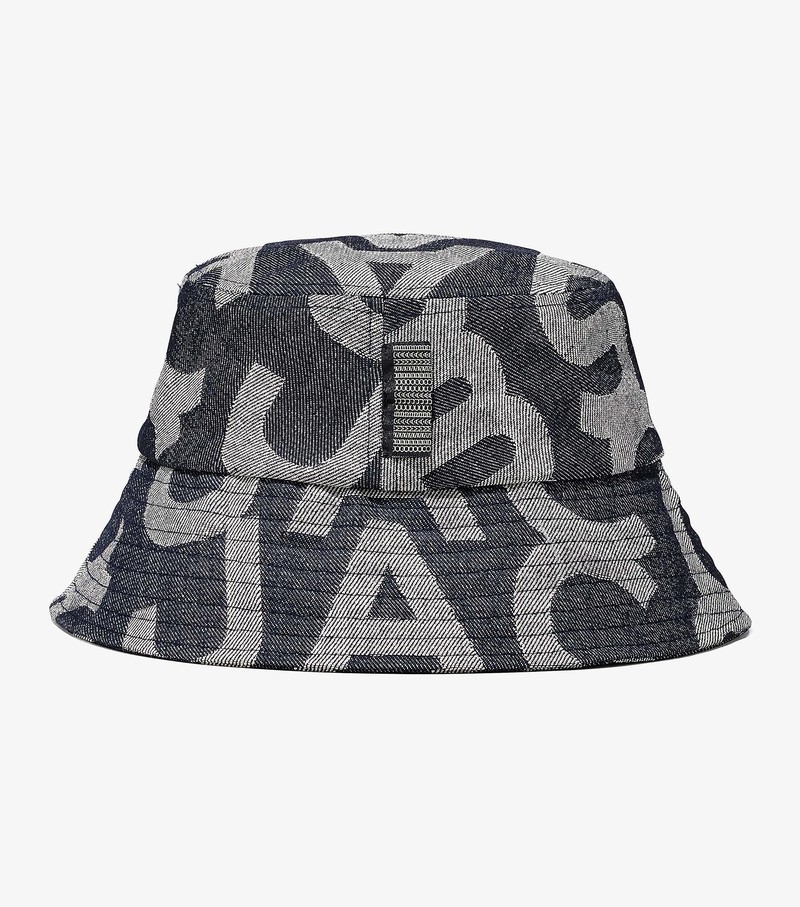 Women's Marc Jacobs Monogram Denim Bucket Hats Grey | UAE-028536