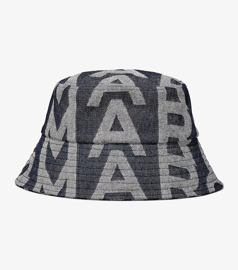 Women\'s Marc Jacobs Monogram Denim Bucket Hats Grey | UAE-028536