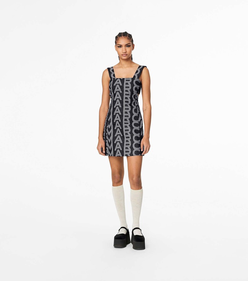 Women's Marc Jacobs Monogram Denim Cutout Dress Grey / White | UAE-830624