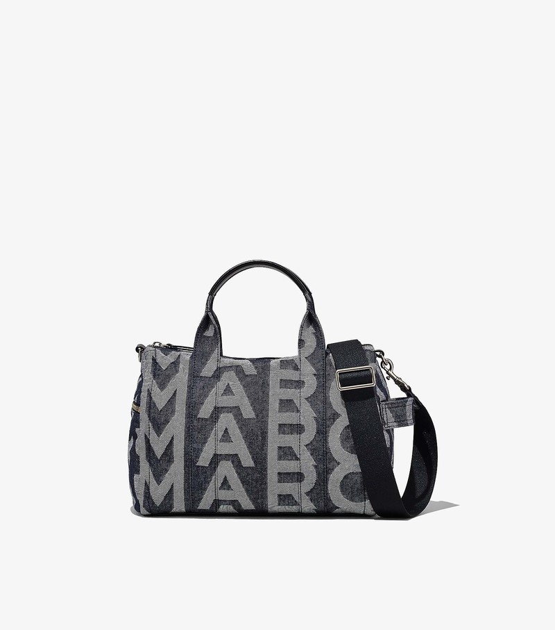 Women\'s Marc Jacobs Monogram Denim Duffle Crossbody Bags Black / Grey | UAE-124603