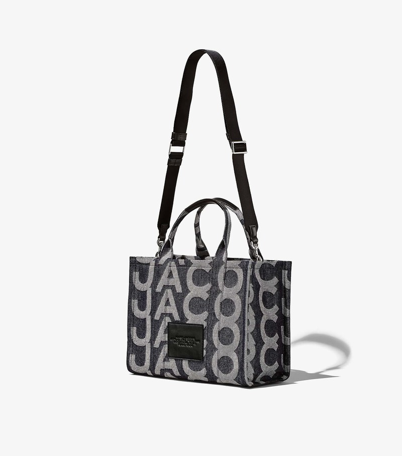 Women's Marc Jacobs Monogram Denim Medium Tote Bags Grey | UAE-074526