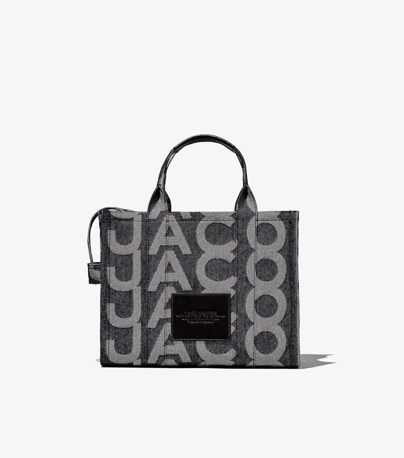 Women's Marc Jacobs Monogram Denim Medium Tote Bags Grey | UAE-074526