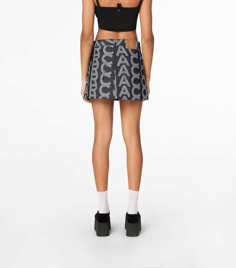 Women's Marc Jacobs Monogram Denim Mini Skirts Black / Grey | UAE-059724