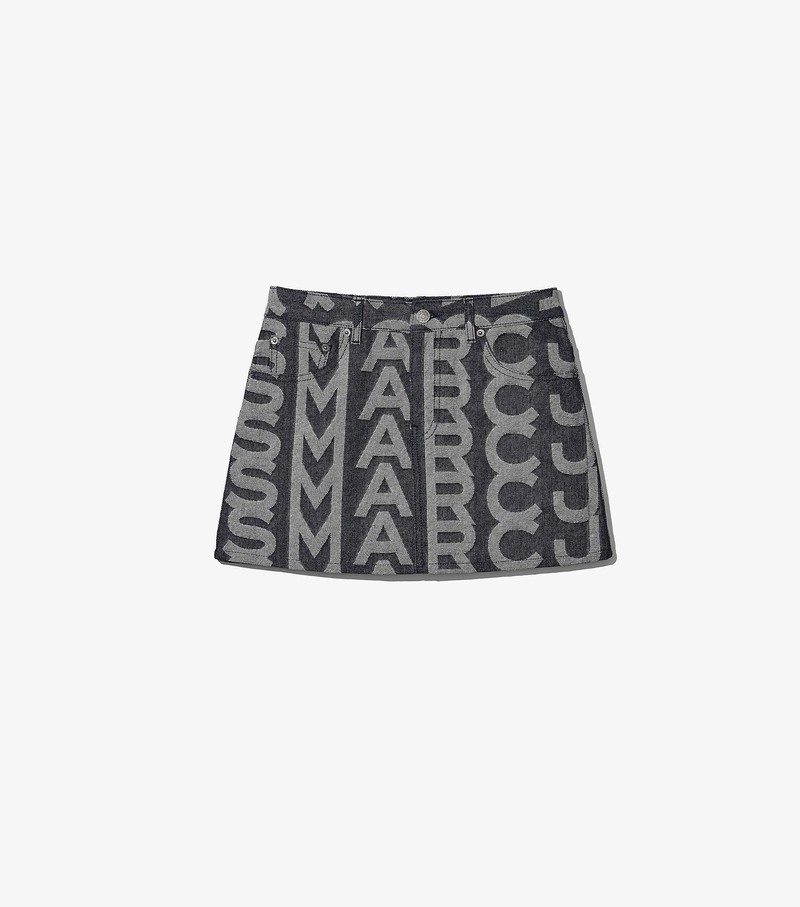 Women\'s Marc Jacobs Monogram Denim Mini Skirts Black / Grey | UAE-059724