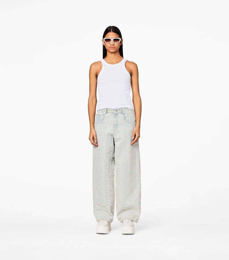 Women's Marc Jacobs Monogram Denim Pants White | UAE-754290