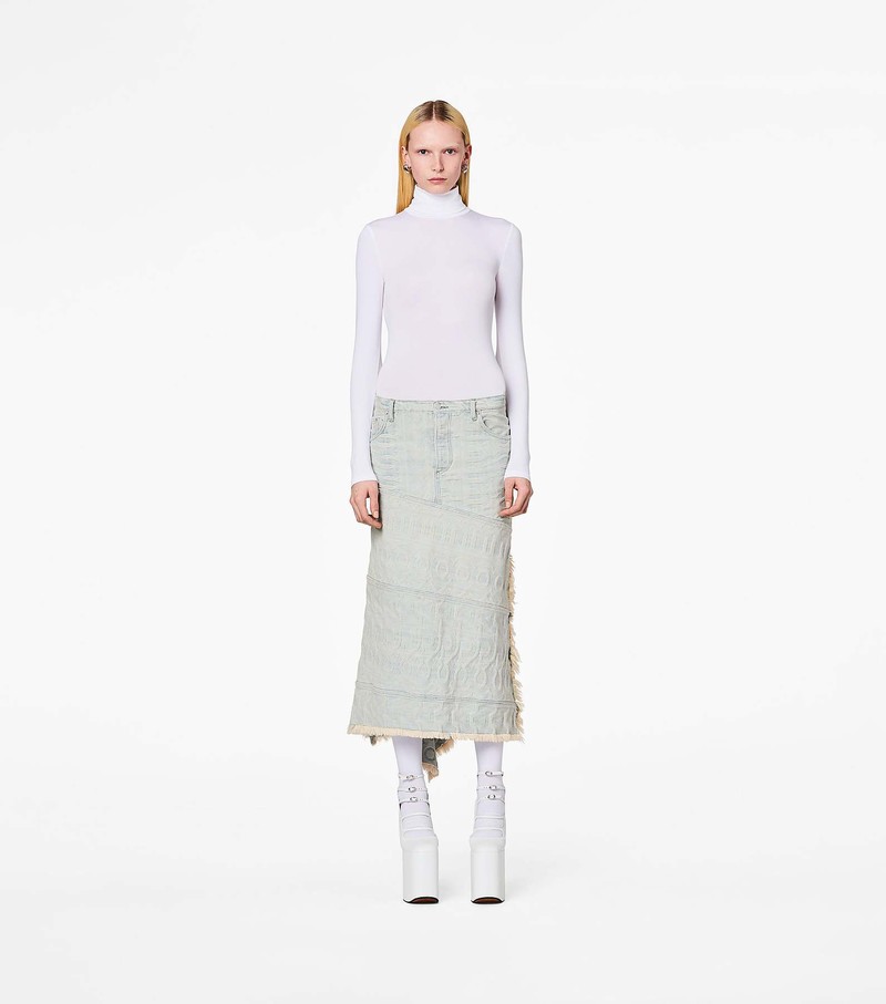 Women's Marc Jacobs Monogram Denim Skirts White | UAE-204395