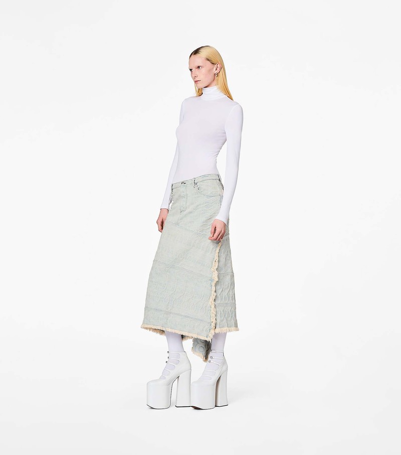 Women's Marc Jacobs Monogram Denim Skirts White | UAE-204395