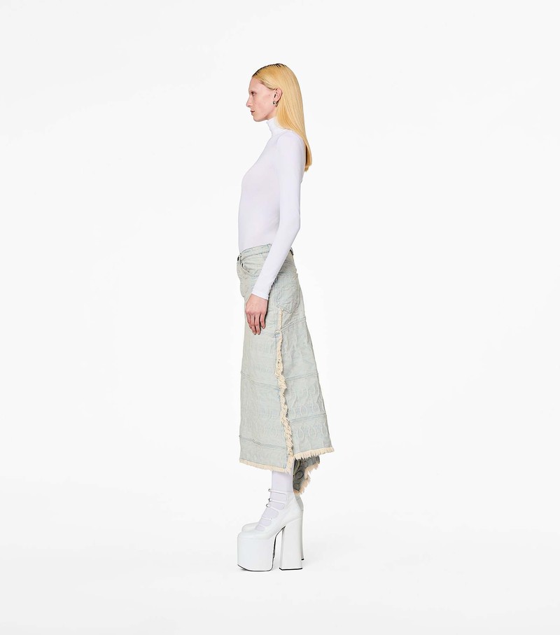 Women's Marc Jacobs Monogram Denim Skirts White | UAE-204395