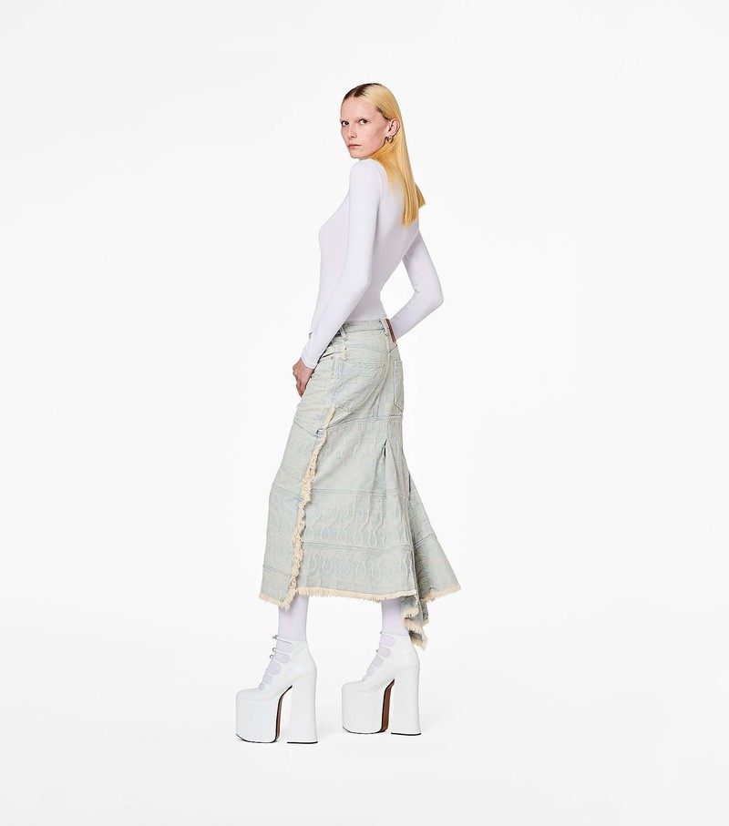 Women's Marc Jacobs Monogram Denim Skirts White | UAE-204395