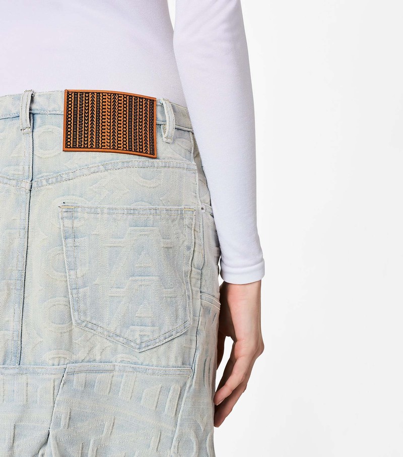 Women's Marc Jacobs Monogram Denim Skirts White | UAE-204395