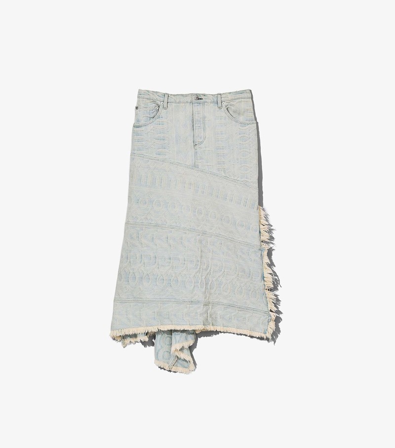 Women\'s Marc Jacobs Monogram Denim Skirts White | UAE-204395