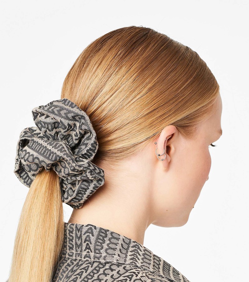 Women's Marc Jacobs Monogram Jacquard Scrunchie Hair Accessories Beige / Black | UAE-146093