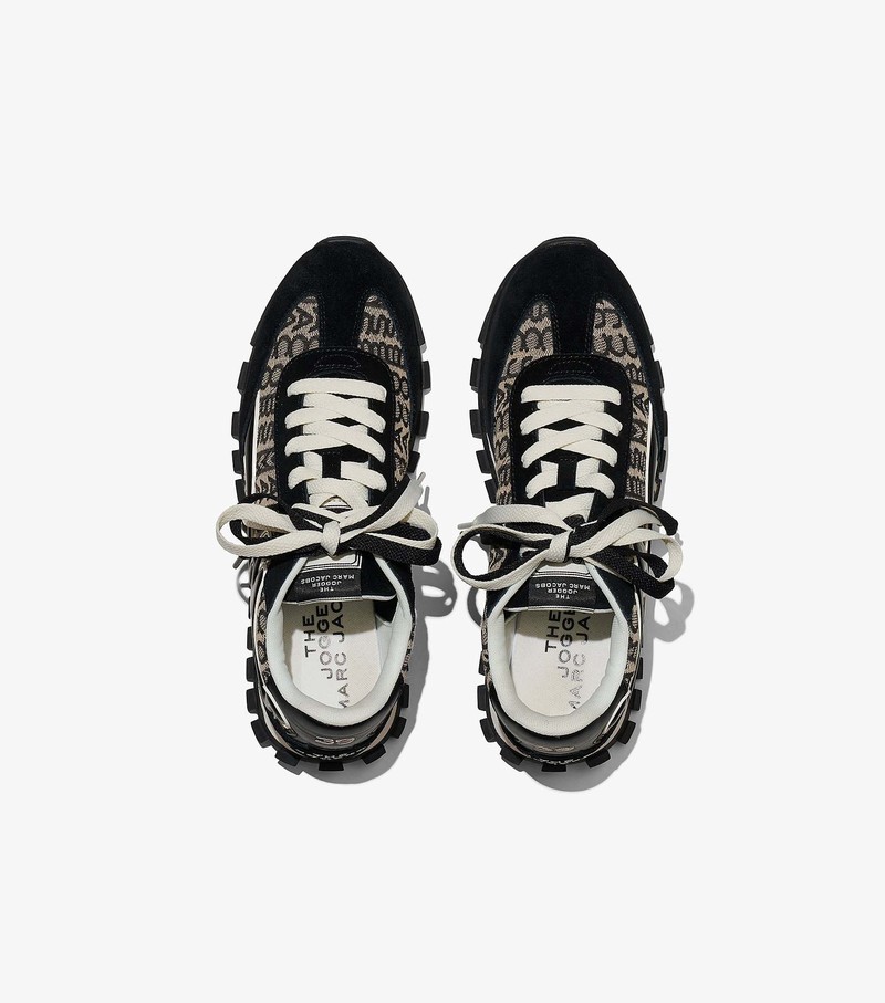 Women's Marc Jacobs Monogram Jogger Sneakers Black / Grey | UAE-450971