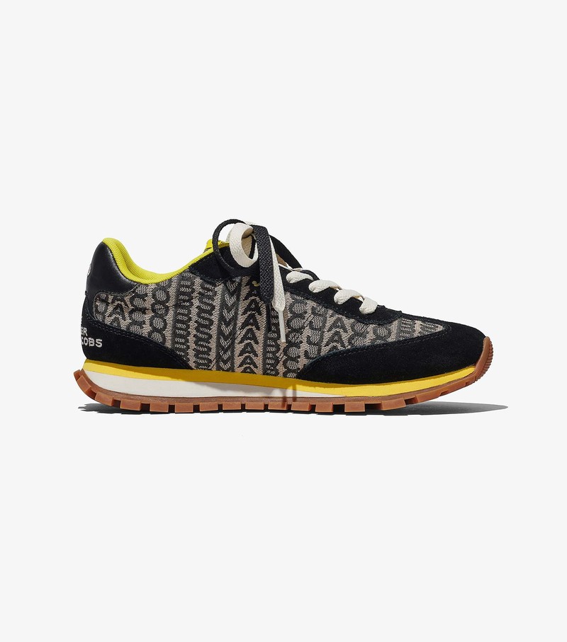 Women's Marc Jacobs Monogram Jogger Sneakers Black / Yellow | UAE-703624