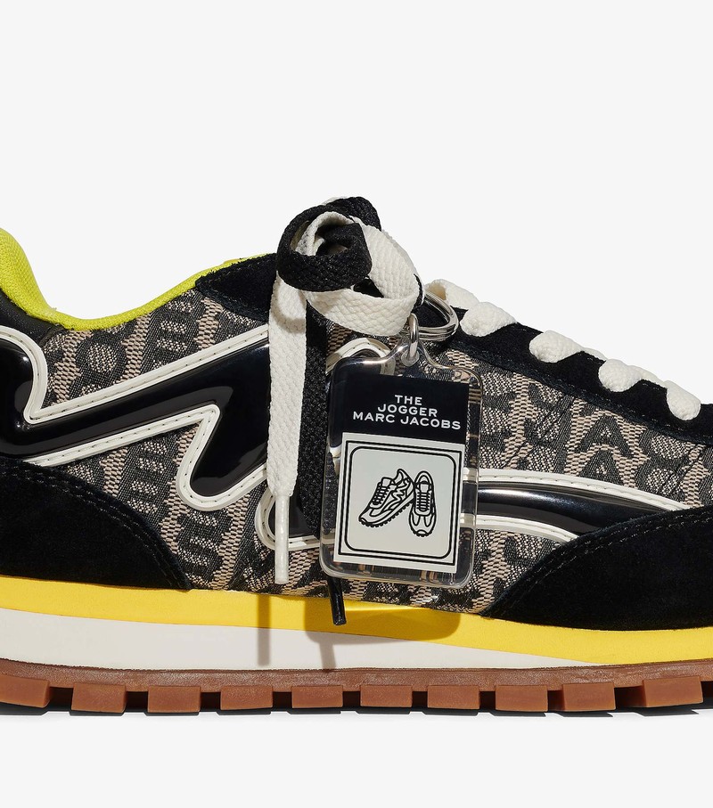 Women's Marc Jacobs Monogram Jogger Sneakers Black / Yellow | UAE-703624