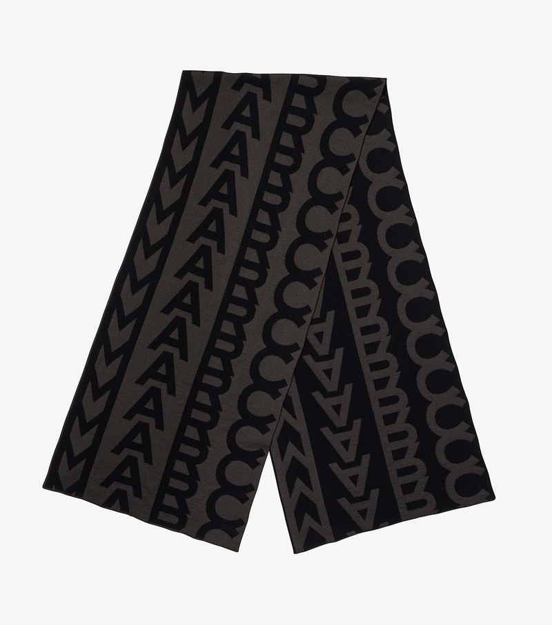 Women\'s Marc Jacobs Monogram Knit Scarves Black | UAE-236470