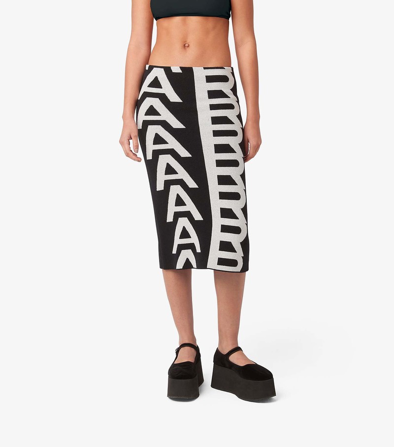 Women's Marc Jacobs Monogram Knit Tube Skirts Black / White | UAE-840935