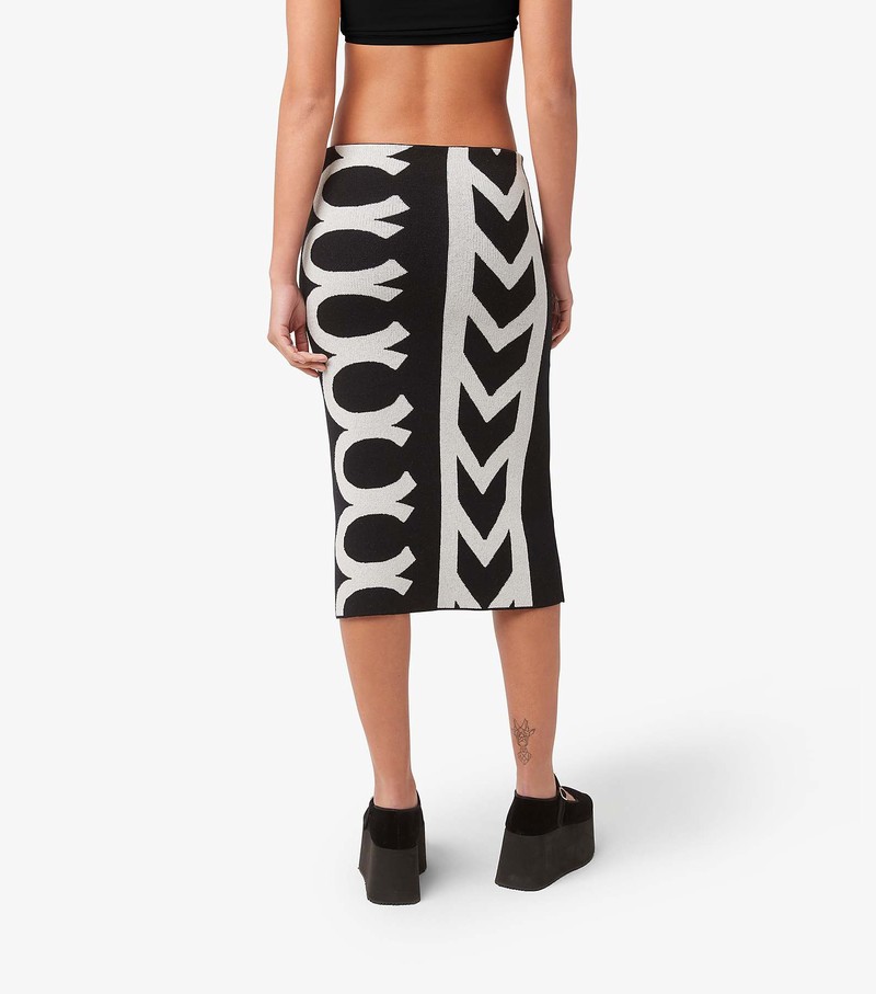 Women's Marc Jacobs Monogram Knit Tube Skirts Black / White | UAE-840935