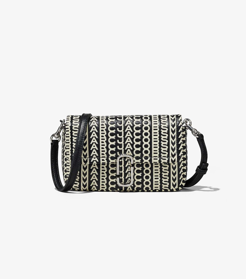 Women's Marc Jacobs Monogram Leather J Marc Mini Shoulder Bags Black / White | UAE-059167