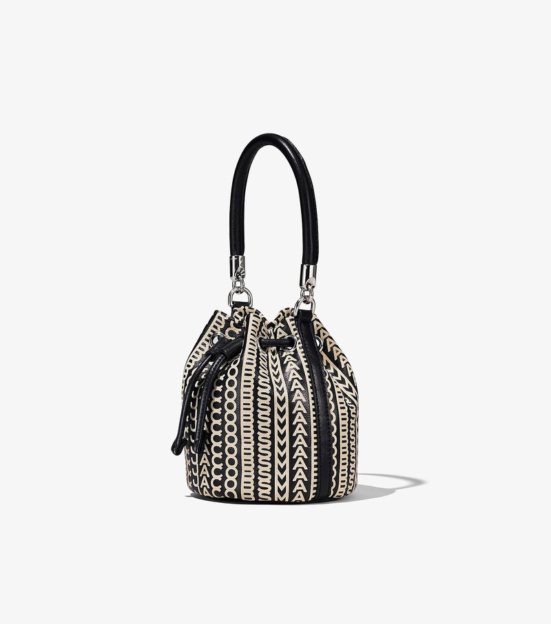 Women's Marc Jacobs Monogram Leather Micro Mini Bags Black / White | UAE-039756