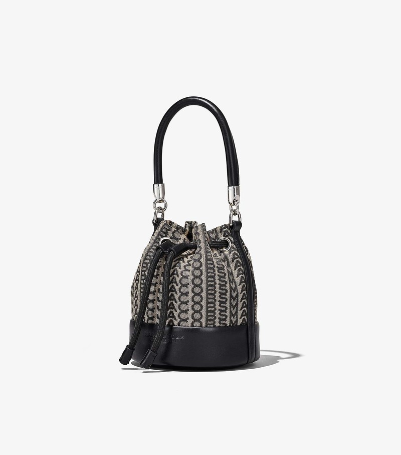 Women's Marc Jacobs Monogram Micro Bucket Bags Black / White | UAE-610234