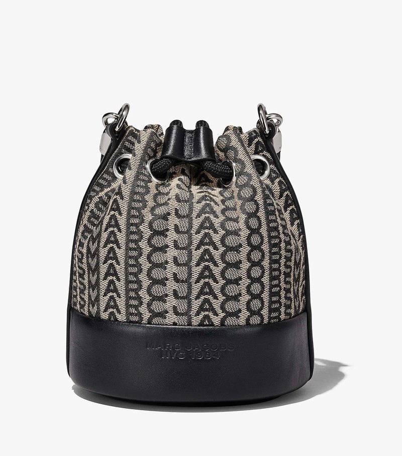 Women's Marc Jacobs Monogram Micro Bucket Bags Black / White | UAE-610234