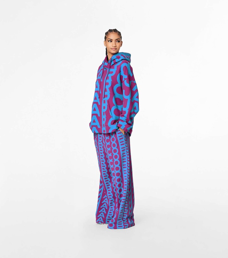 Women's Marc Jacobs Monogram Oversized Hoodie Purple / Blue | UAE-069318