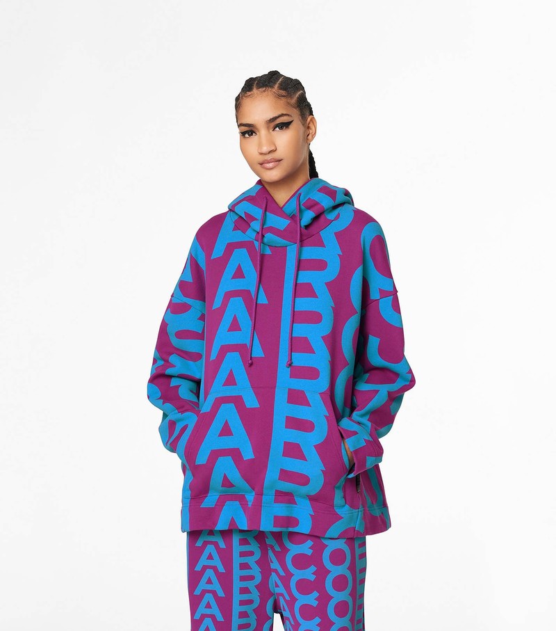 Women's Marc Jacobs Monogram Oversized Hoodie Purple / Blue | UAE-069318