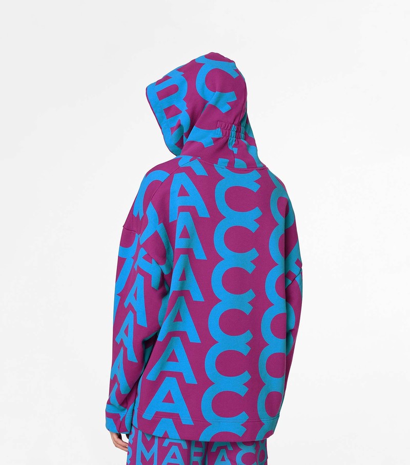 Women's Marc Jacobs Monogram Oversized Hoodie Purple / Blue | UAE-069318