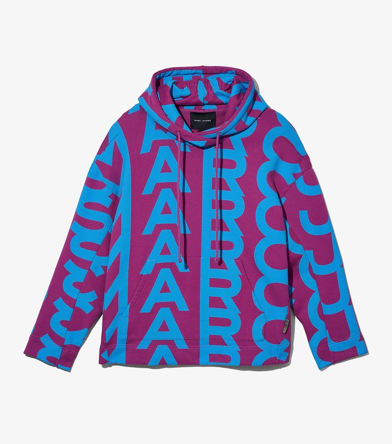 Women\'s Marc Jacobs Monogram Oversized Hoodie Purple / Blue | UAE-069318