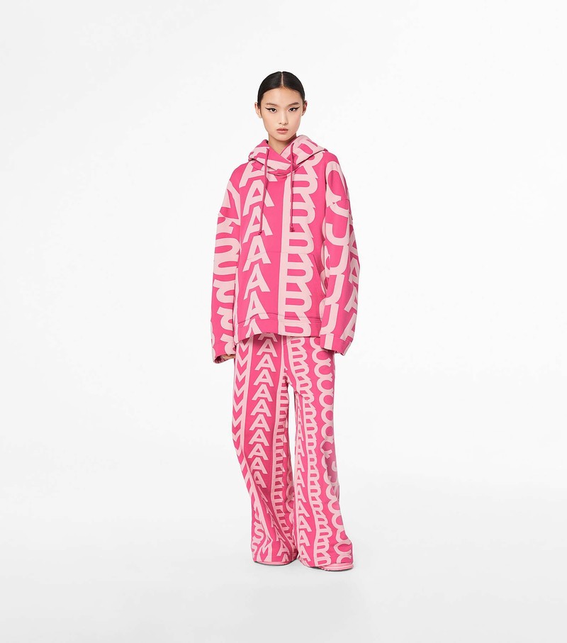 Women's Marc Jacobs Monogram Oversized Hoodie Pink / White | UAE-129876